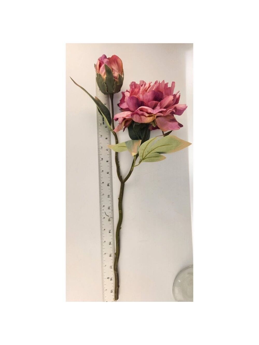 Lavender Wine Faux Peony Stem 18 Inch Wedding Artificial Silk Flower - Picture 9 of 10